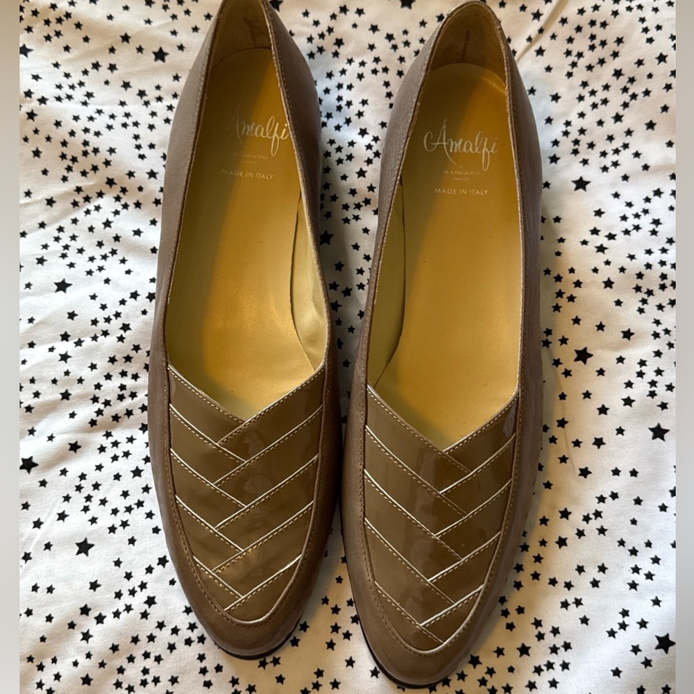 Amalfi by Rangoni sz 9 Orazio Taupe Woven Dressy Slip On Loafers Shoes NWOB